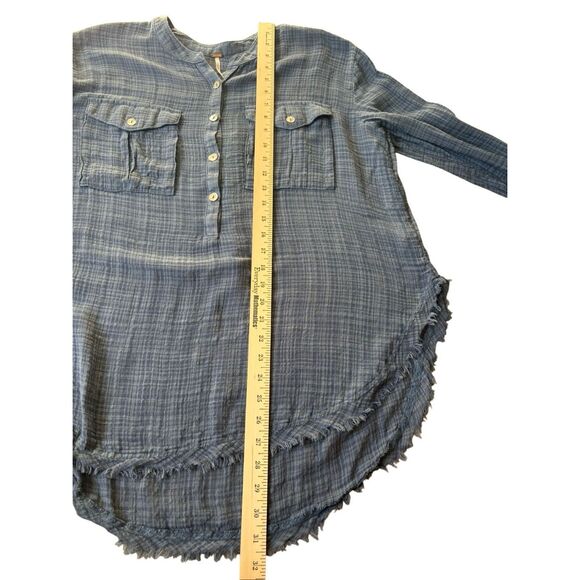 Free People Gauze Popover Tunic Button Down Shirt size M - Picture 4 of 8